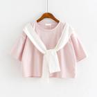 Short-sleeve Tie-front Cropped T-shirt