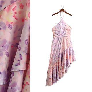 Halter Floral Asymmetrical Dress