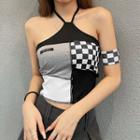 Halter-neck Color Block Camisole Top
