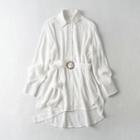 Plain Belted Mini Shirtdress White - S