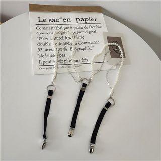 Faux Pearl Suspender Belt White - One Size