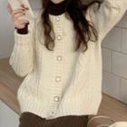 Long-sleeve Frill Trim Turtleneck Top / Cardigan