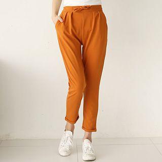 Band-waist Cuff-hem Tapered Pants