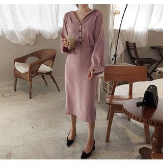 Long-sleeve Half-placket Long Dress