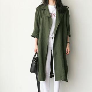 Slit-side Linen Long Jacket