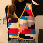 Knitted Rainbow Waistcoat / Plain Top