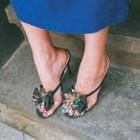 Rhinestone-bow Pin-heel Strappy Mules