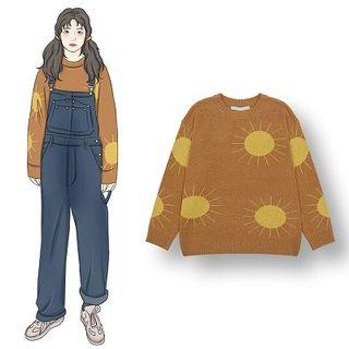 Sunshine Print Sweater As Shown In Figure - One Size