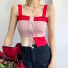 Color Block Button-up Knit Camisole Top