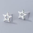 925 Sterling Silver Rhinestone Star Earring S925 Silver - 1 Pair - Silver - One Size