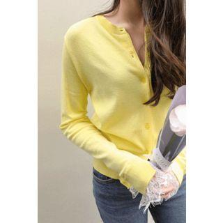 Lace-cuff Buttoned Light Cardigan