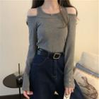 Mock Two Piece Cold-shoulder Top