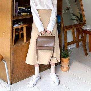 Zip-closure A-line Check Long Skirt