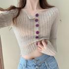 Long-sleeve Cardigan Cropped Top