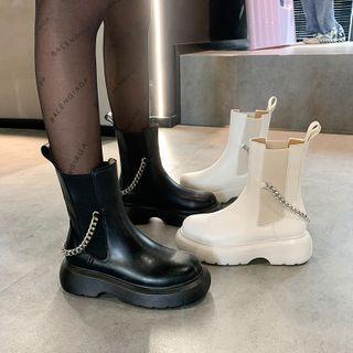 Platform Chain Mid Calf Boots