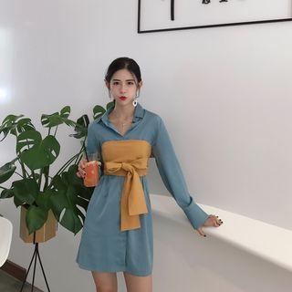 Set: Plain Shirt Dress + Strapless Cropped Top