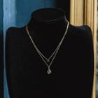 Rhinestone Chain Layered Necklace Gold - One Size