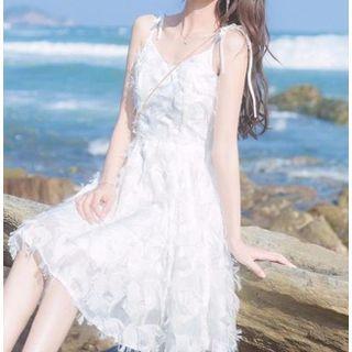 Tie-strap Fringed A-line Dress