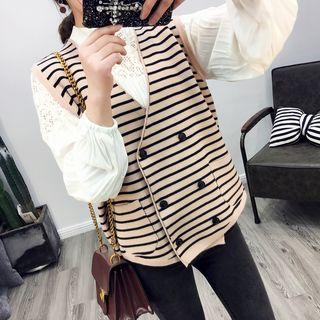 V-neck Striped Knitted Vest