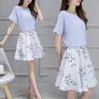 Set: Chiffon Top + Floral Mini Skirt