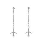 925 Sterling Silver Simple Aircraft Long Earrings With Austrian Element Crystal Silver - One Size