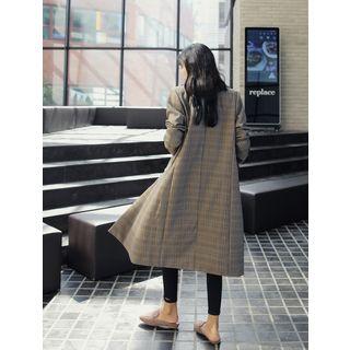 Belted Tailored Glen-plaid Coat