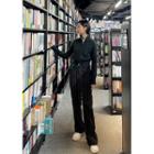 Zip-fly Retro Stripe Pants Black - One Size