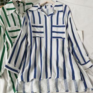 Dip-back Striped Loose Light Shirt
