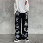 All Over Lettering Wide Leg Pants