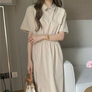 Short-sleeve Shirtdress Almond - One Size