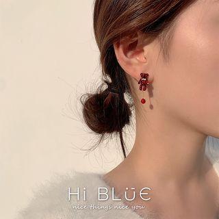 Rhinestone Asymmetric Earring 1 Pair - S925 Sterling Silver Pin - As Shown In Figure - One Size