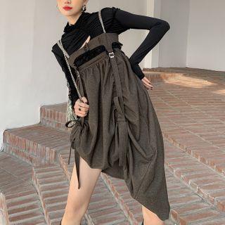 Crinkled A-line Pinafore Dress