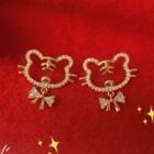 Tiger Rhinestone Alloy Dangle Earring 1 Pair - Gold - One Size