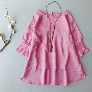 Bell-sleeve Linen Blouse