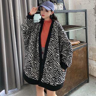 Zebra Print Oversize Button Jacket