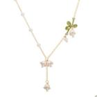 Faux Pearl Floral Necklace Necklace - White - One Size