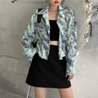 Long-sleeve Open-collar Tie-dye Shirt