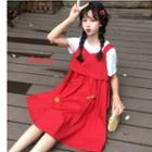 Sleeveless Fruit Detail A-line Dress / Short-sleeve T-shirt