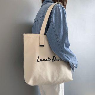 Lettering Tote Bag Lunatie Deuil - Beige - One Size