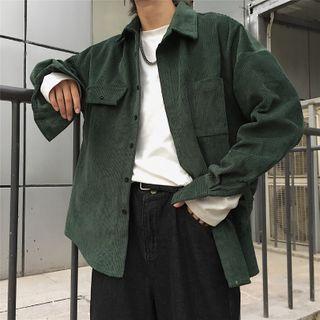 Corduroy Plain Snap Button Jacket