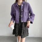 Contrast Stitching Flap-pocket Cropped Jacket