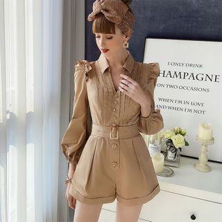 Long-sleeve Ruffle Collared Romper