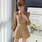 Long-sleeve Ruffle Collared Romper