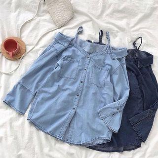 Off-shoulder Off-shoulder Denim Blouse