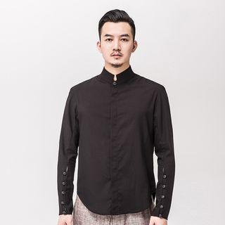 Chinese-style Stand-collar Buttoned Shirt