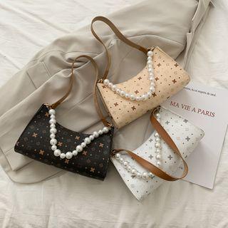 Faux Pearl Printed Hobo Bag