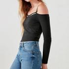 Cutout Long-sleeve Cropped T-shirt