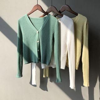 Rib Knit V-neck Cardigan