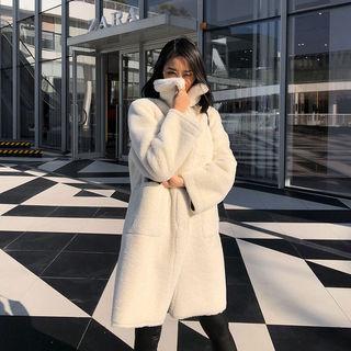 Faux-fur Reversible Coat Ivory - One Size