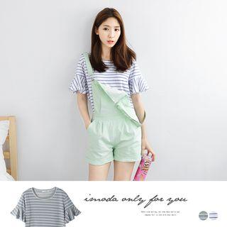 Ruffle Sleeve Striped Top